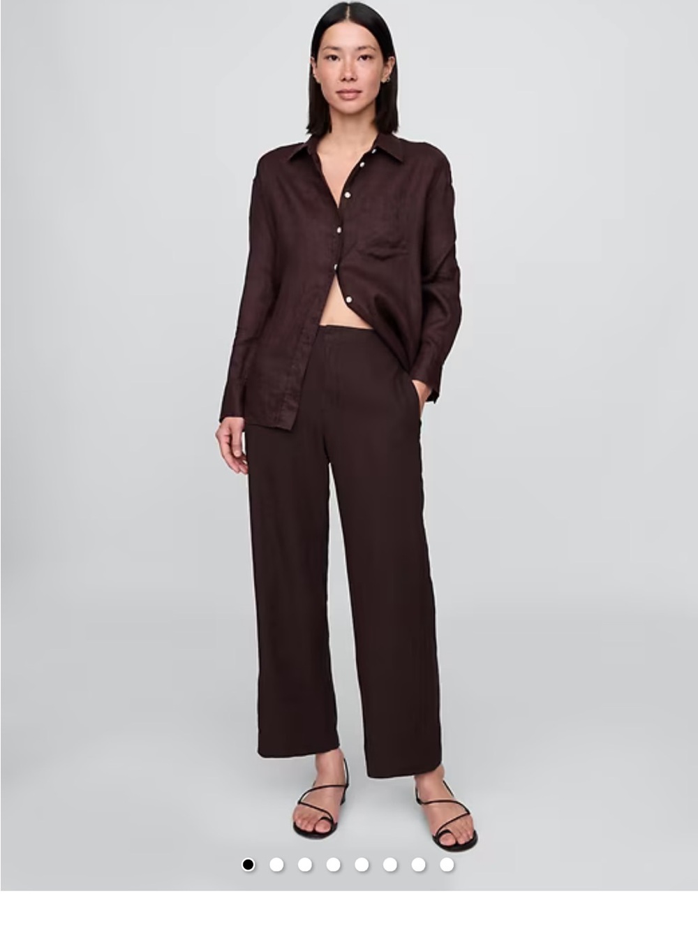 GAP straight -Leg- cropped linen Pants in Terra Brown